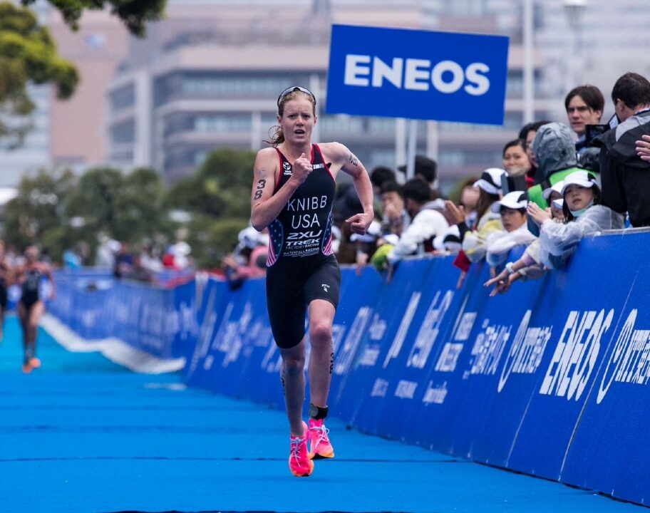 Taylor Knibb WTCS Yokohama 2023 finish straight [Photo credit: World Triathlon / Tommy Zaferes]