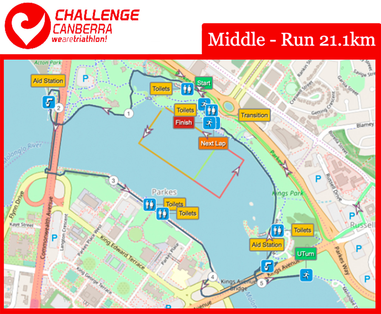Challenge Canberra - run course map Challenge Canberra - run course map