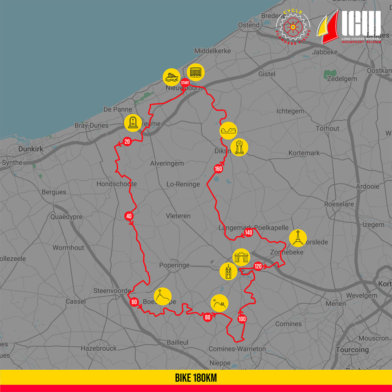 Long Course Weekend Belgium - Bike Course Map - 180km Long Course Weekend Belgium - Bike Course Map - 180km