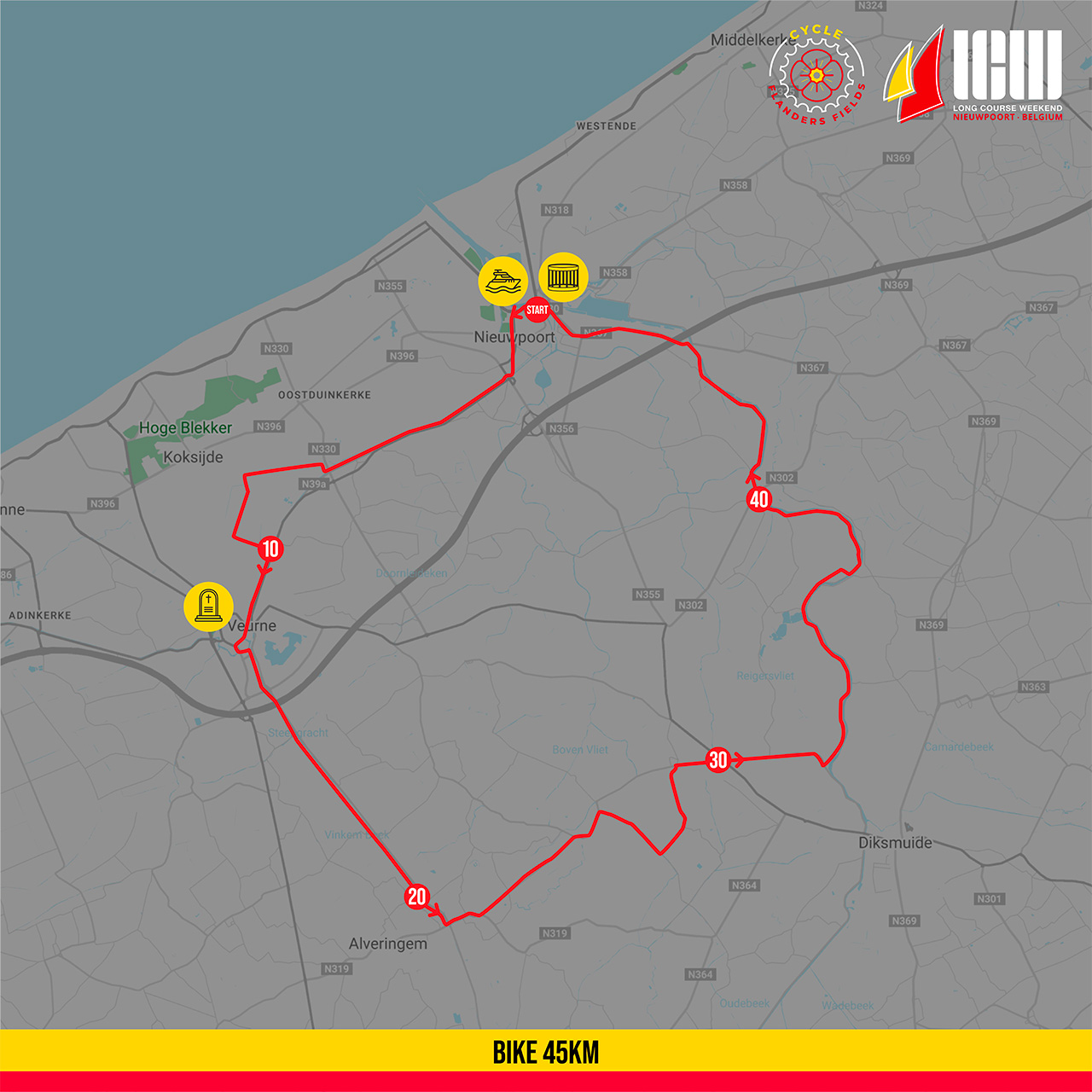 Long Course Weekend Belgium - Bike Course Map - 45km Long Course Weekend Belgium - Bike Course Map - 45km