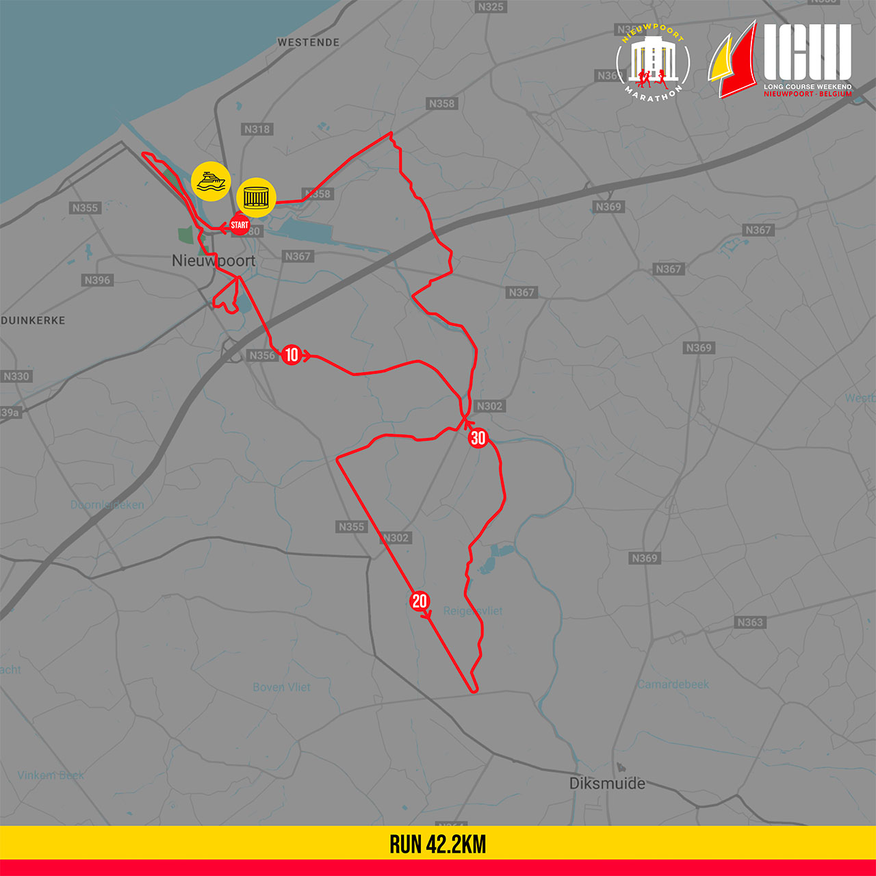 Long Course Weekend Belgium - Run Course Map - 42KM Long Course Weekend Belgium - Run Course Map - 42KM