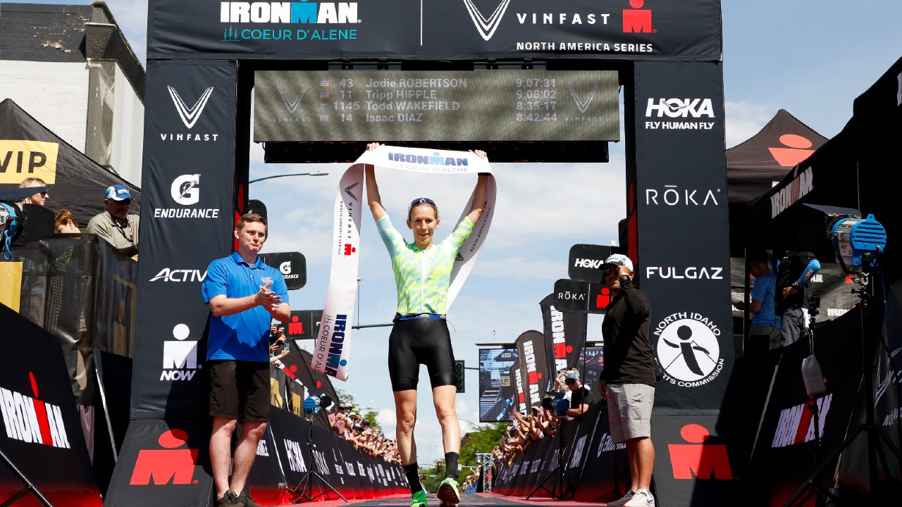 Jodie Robertson wins IRONMAN Coeur dAlene 2023 [Photo credit: Patrick McDermott / Getty Images for IRONMAN]