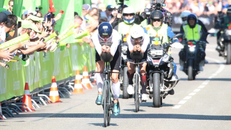 Magnus Ditlev and Sam Laidlow head up the Solarer Berg at Challenge Roth 2023