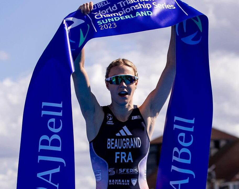 Cassandre Beaugrand wins WTCS Sunderland 2023 photo credit: World Triathlon / Tommy Zaferes