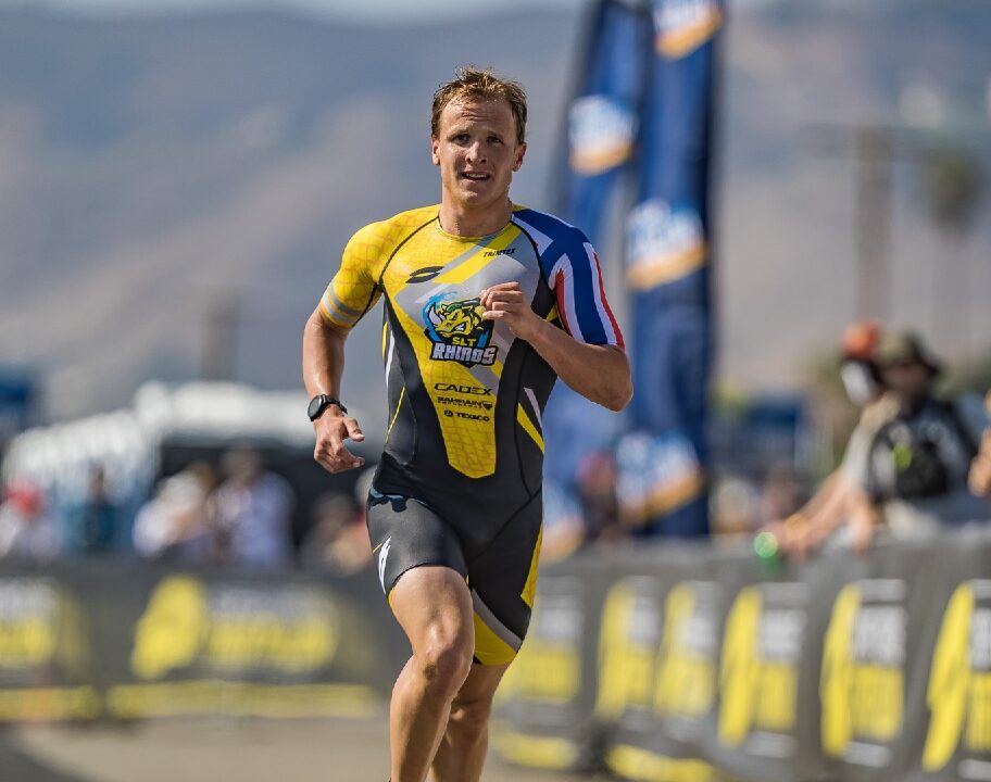 Kristian Blummenfelt running at Malibu SLT in 2021 photo credit: Super League Triathlon