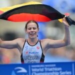 Laura Lindemann anchors Germany to Mixed Relay gold WTCS Hamburg 2023 photo credit: World Triathlon