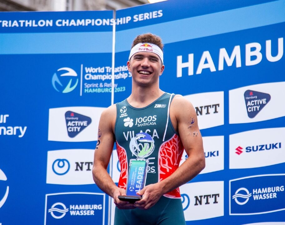 WTCS Hamburg podium 2023 Vasco Vilaca photo credit: World Triathlon