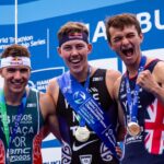 WTCS Hamburg podium 2023 Vasco Vilaca Hayden Wilde Alex Yee photo credit Tommy Zaferes / World Triathlon