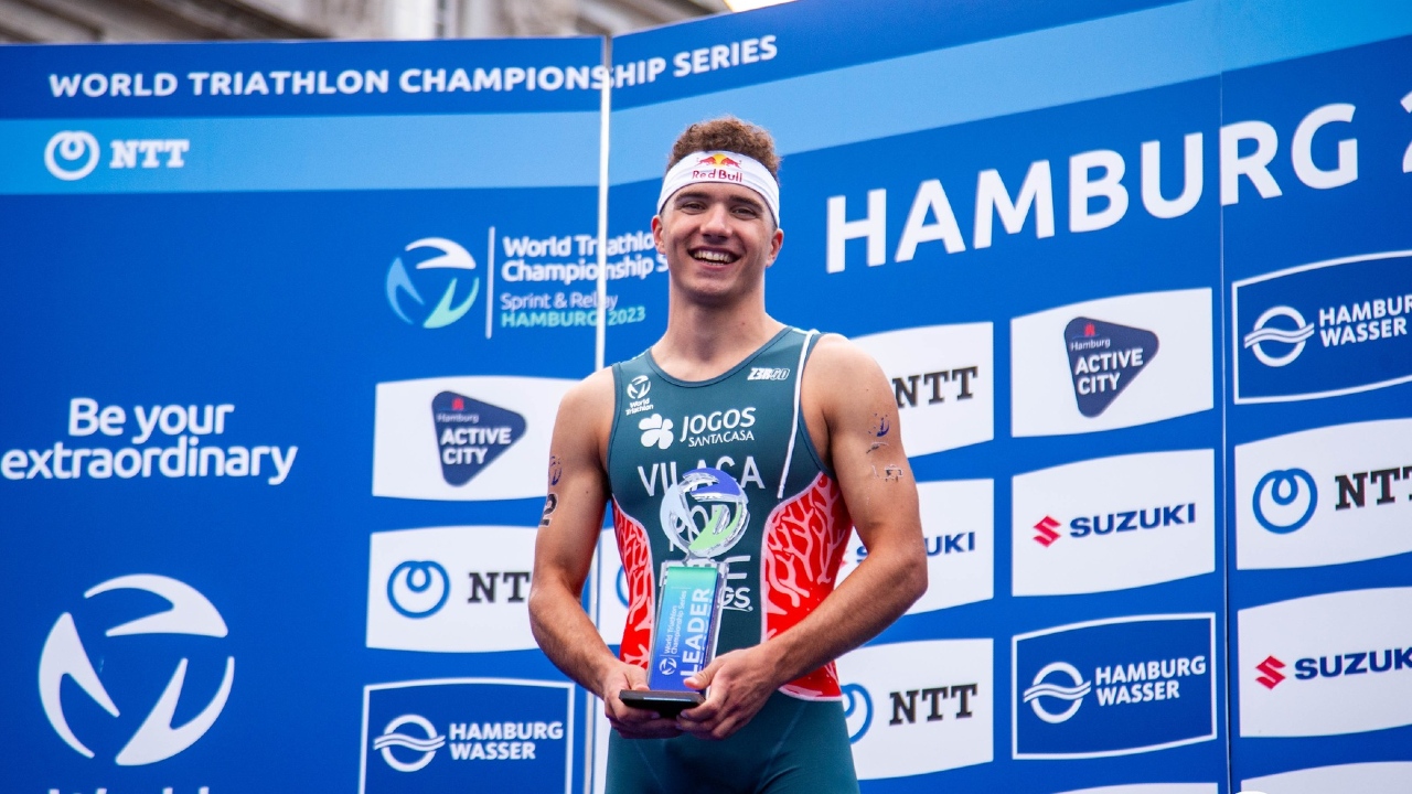 WTCS Hamburg podium 2023 Vasco Vilaca photo credit: World Triathlon