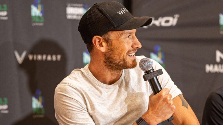 Lionel Sanders at the press conference ahead of 70.3 World Championship 2023