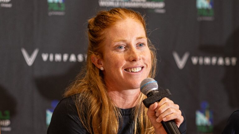 Paula Findlay IRONMAN 703 World Champs 2023 press conference [Photo credit: Ville Kashkivirta / IRONMAN]