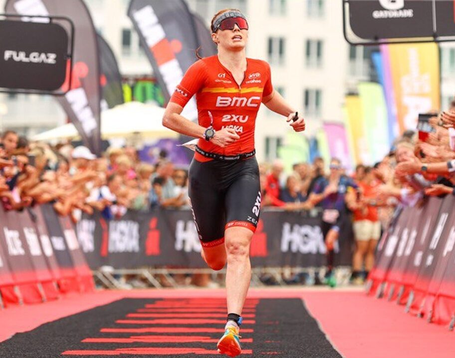 Lucy Buckingham at Finish of Ironman Belgium 2023 photo credit ActivImages for IRONMAN