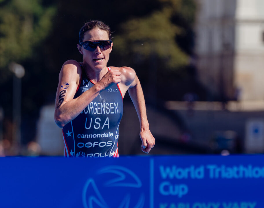 World Triathlon Cup Karlovy Vary 2023 Gwen Jorgensen finish