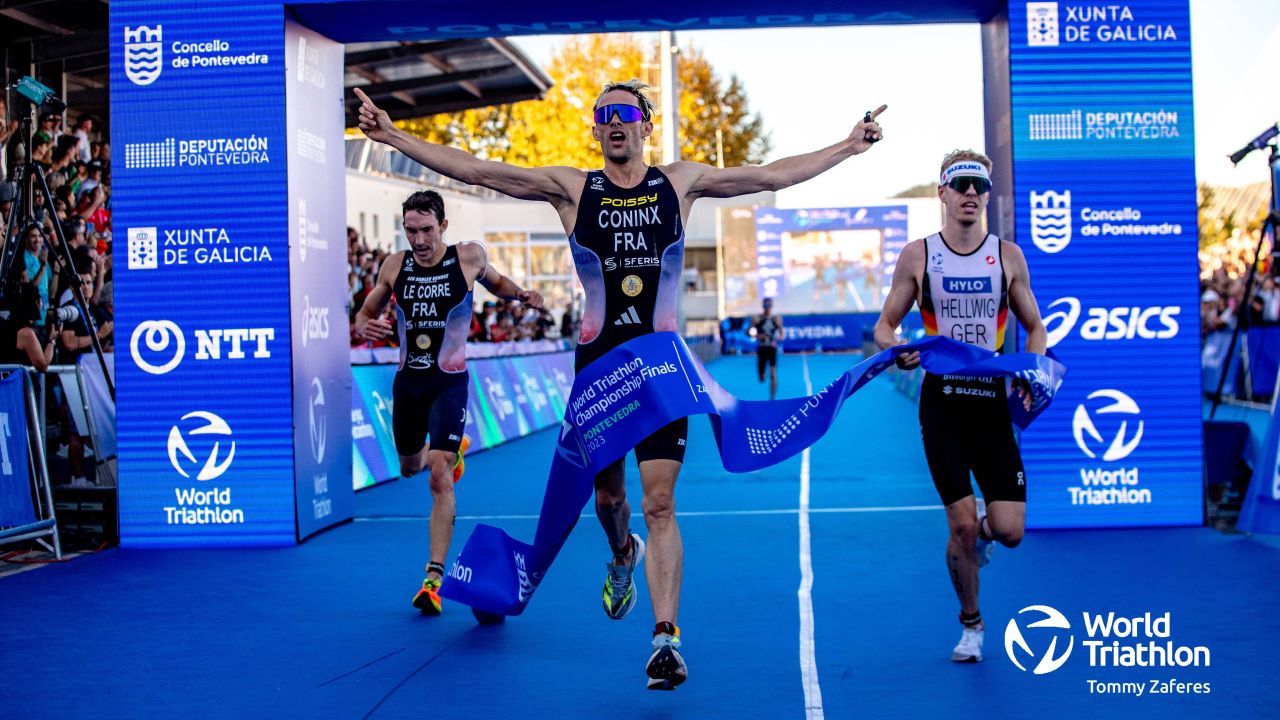 Dorian Coninx, Tim Hellwig, Pierre Le Corre - World Triathlon Championship Finals Pontevedra