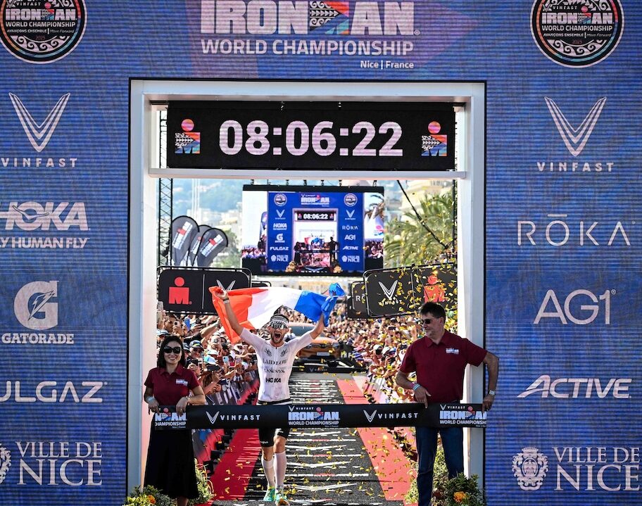 Sam Laidlow IRONMAN World Championship 2023 - Nice, France, crossing the line to win