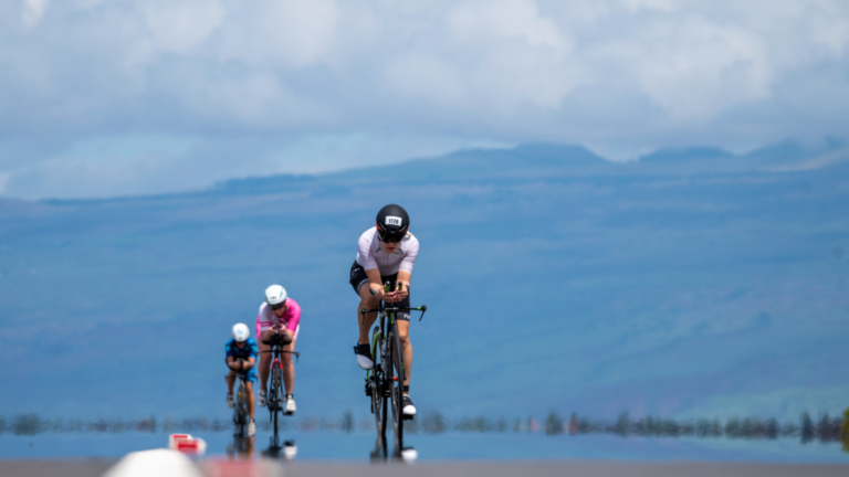 Cyclists riding at the Ironman Kona World Championships