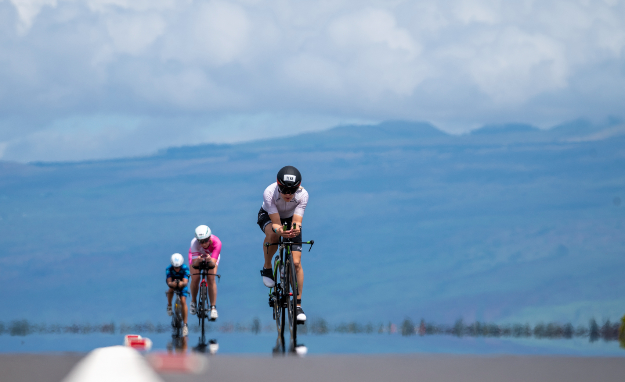 Cyclists riding at the Ironman Kona World Championships