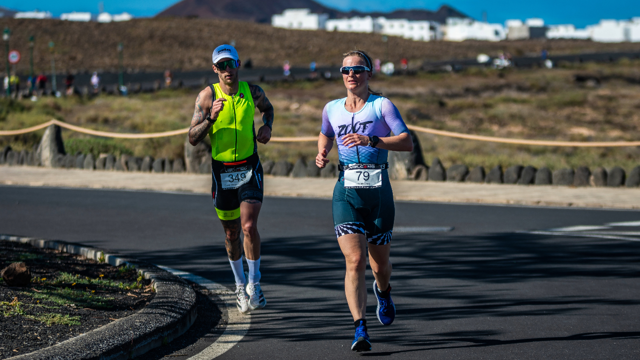 Runners on course at the Volcano Triathlon
