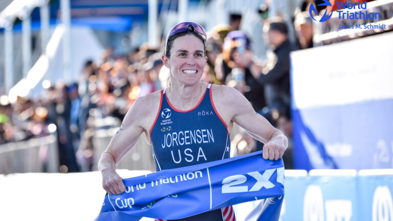 Gwen Jorgensen World Triathlon Cup Tongyeong 2023 finish