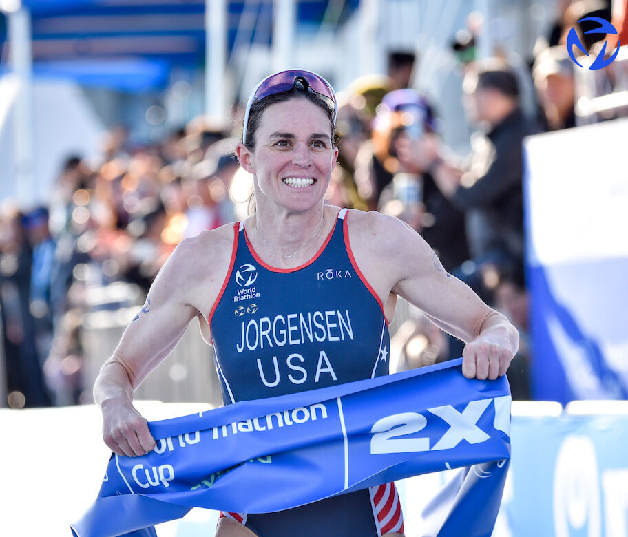 Gwen Jorgensen World Triathlon Cup Tongyeong 2023 finish