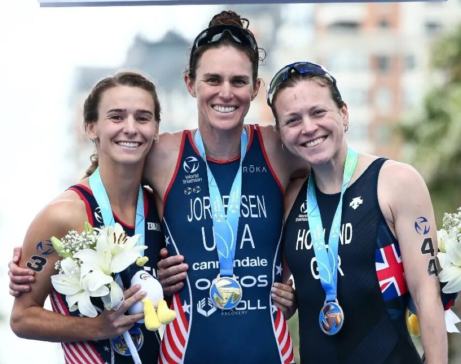 Gina Sereno Gwen Jorgensen Vicky Holland World Triathlon Cup Vina del Mer podium 2023Gina Sereno Gwen Jorgensen Vicky Holland World Triathlon Cup Vina del Mer podium 2023