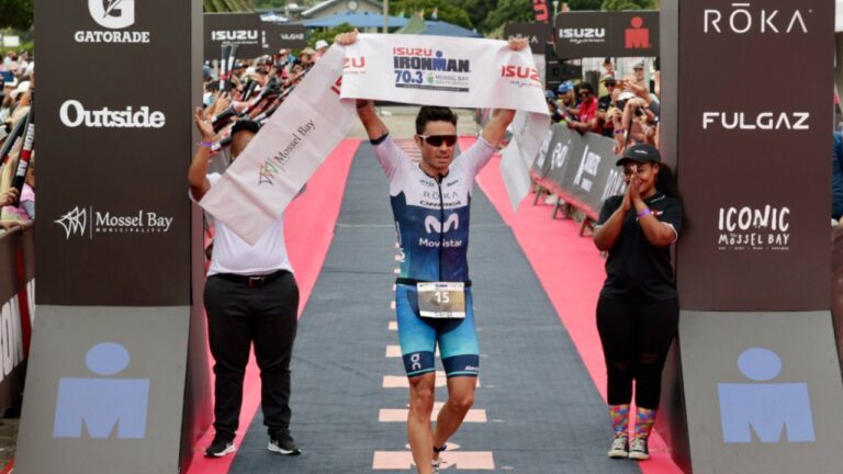 Javier Gomez takes the win at IRONMAN 703 Mossel Bay photo credit IRONMAN South Africa