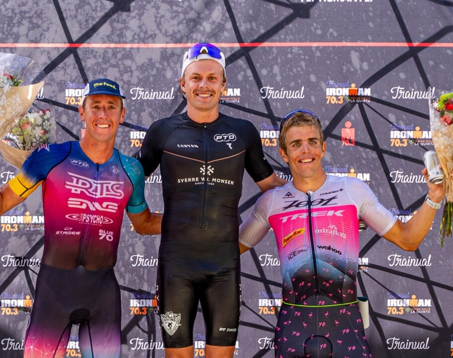 Marc Dubrick Casper Stornes Sam Long Indian Wells 2023 podium photo credit IRONMAN