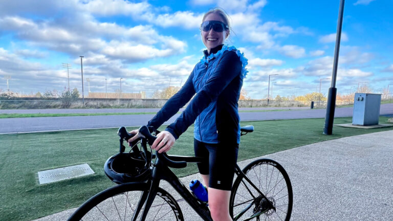 Katherine Brook after finishing the British Triathlon Swim Bike Run Local duathlon event.