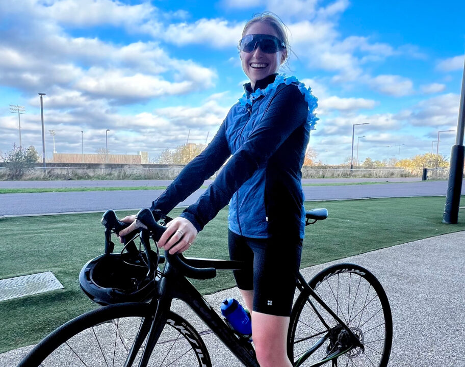 Katherine Brook after finishing the British Triathlon Swim Bike Run Local duathlon event.