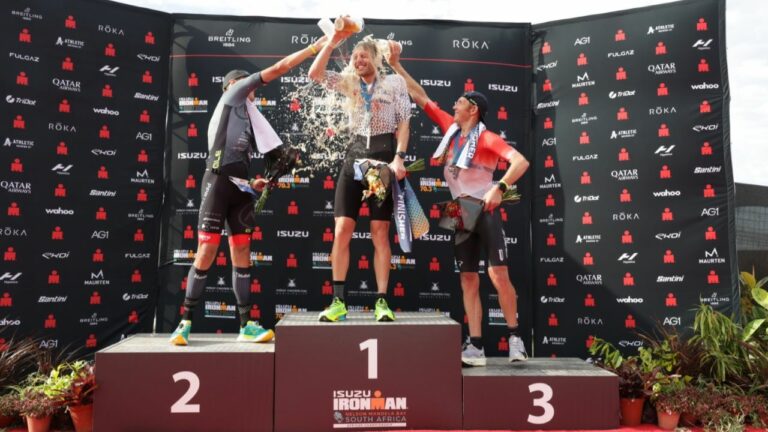 Men's Pro Podium - Rasmus Sveningsson, Mathias Petersen, Cameron Wurf 2024 IRONMAN African Championship / IRONMAN South Africa