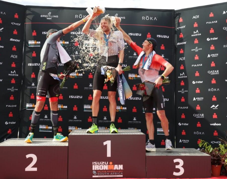 Men's Pro Podium - Rasmus Sveningsson, Mathias Petersen, Cameron Wurf 2024 IRONMAN African Championship / IRONMAN South Africa