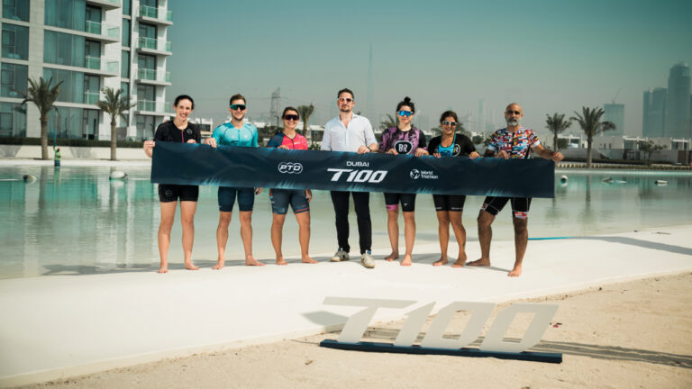 Dubai T100 swim course Sam Renouf