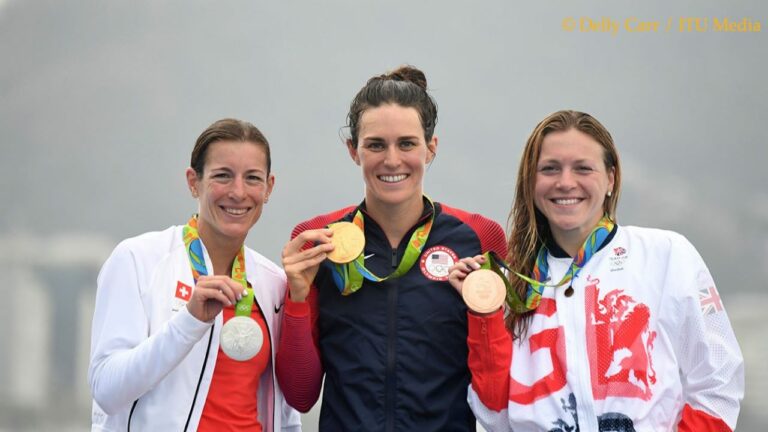 Rio 2026 Olympic Games triathlon female podium - Gwen Jorgensen, Nicola Spirig, Vicky Holland