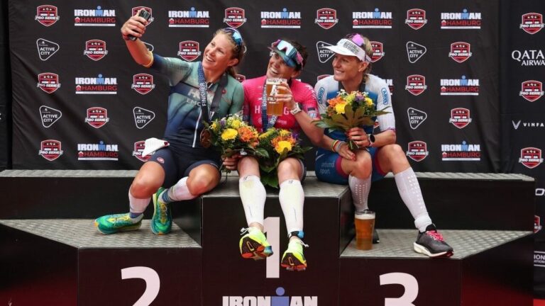 Jackie Hering, Maja Stage Nielsen and Daniela Bleymehl finished on the podium at IRONMAN Hamburg.