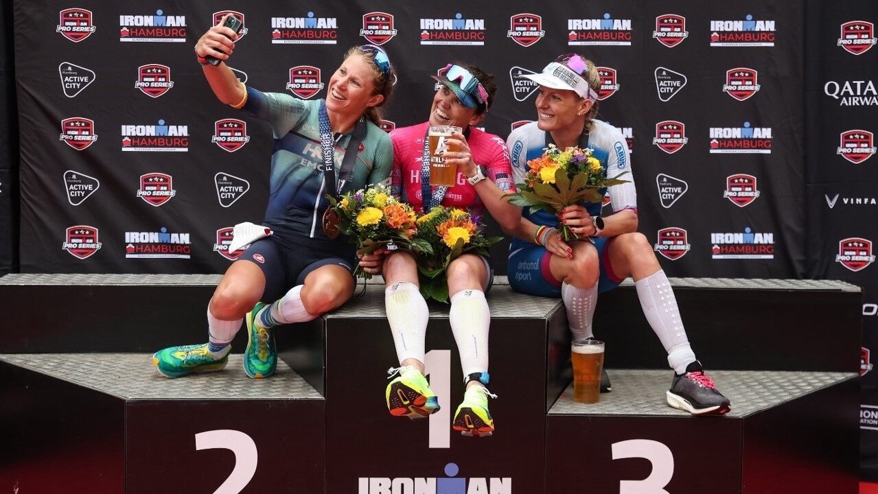 Jackie Hering, Maja Stage Nielsen and Daniela Bleymehl finished on the podium at IRONMAN Hamburg.