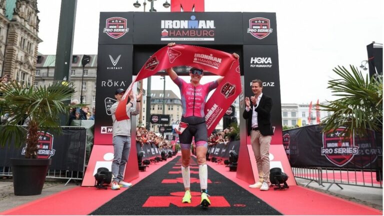 Jackie Hering won the 2024 IRONMAN European Championship in Hamburg.