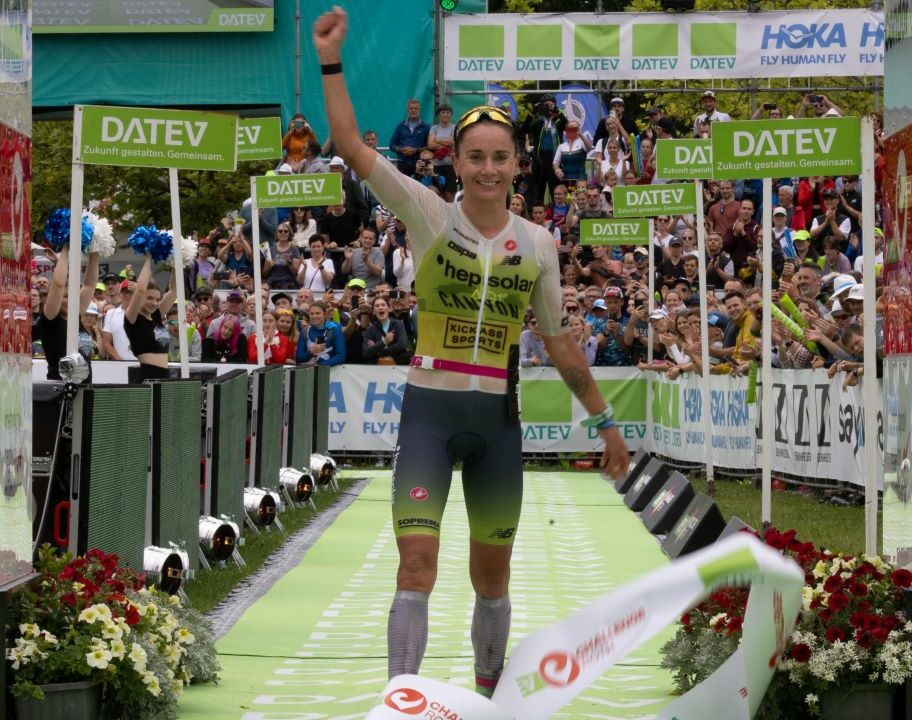 Laura Philipp finishing Challenge Roth 2024