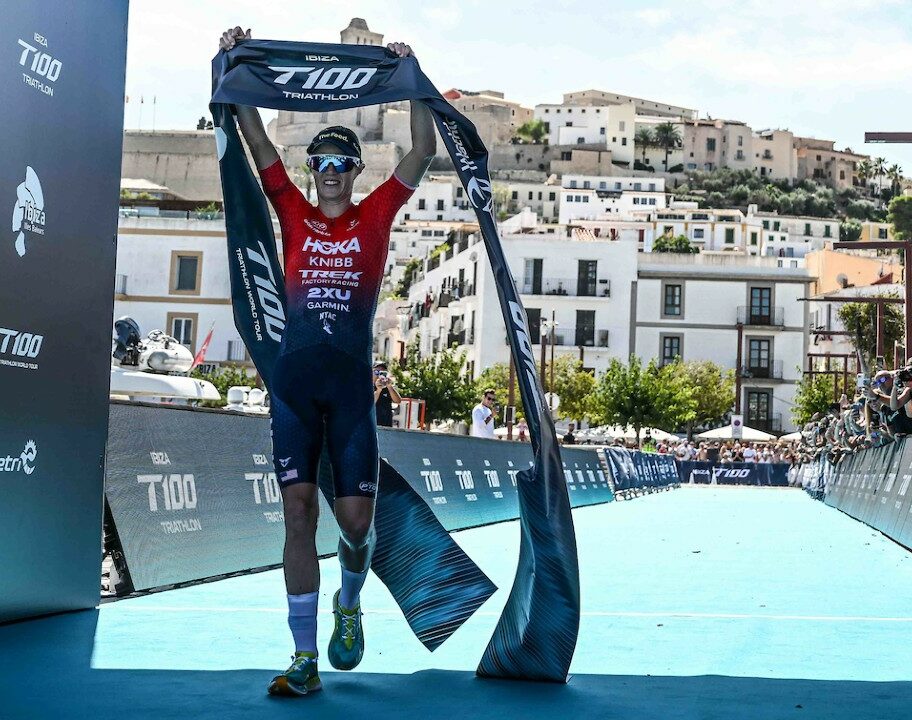 Taylor Knibb T100 Ibiza 2024 finish arch photo credit PTO