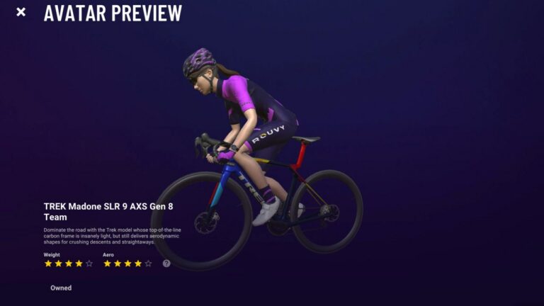 ROUVY Trek Madone SLR 9 AXS Gen 8 Team bike