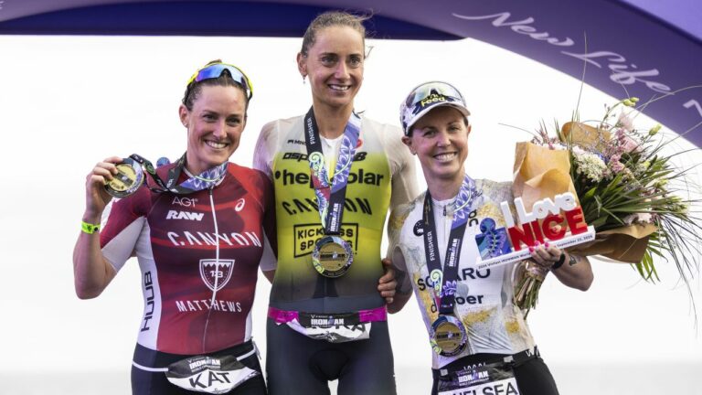IRONMAN World Championship 2024 podium - Laura Philipp, Kat Matthews, Chelsea Sodaro