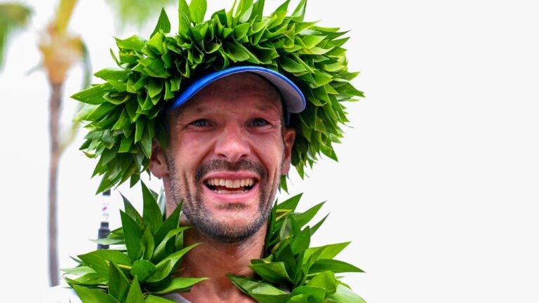 Patrick Lange finish line emotion IRONMAN World Championship Kona 2024 photo credit Getty Images for IRONMAN