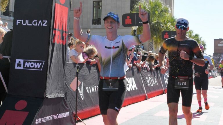 Scott DeRue IRONMAN CEO 70.3 North Carolina 2024 Finish Line