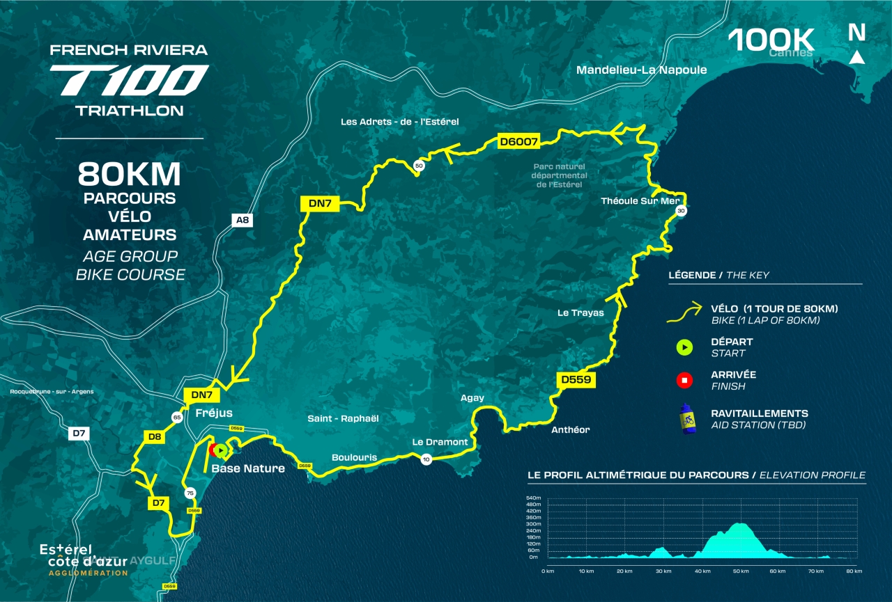 French Riviera T100 bike course map