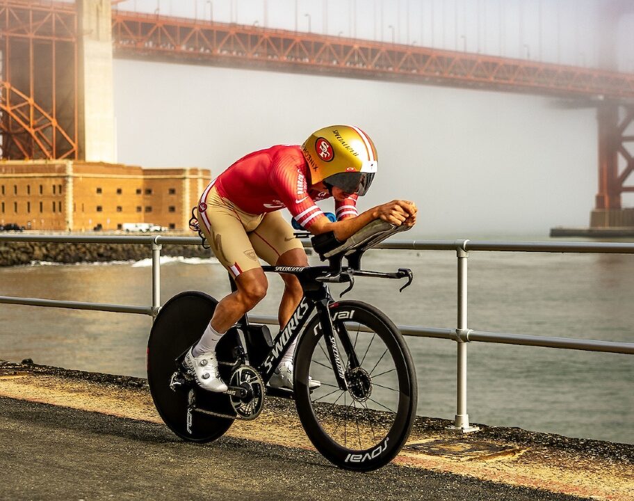 Vincent Luis San Francisco 49ers tri suit 2025
