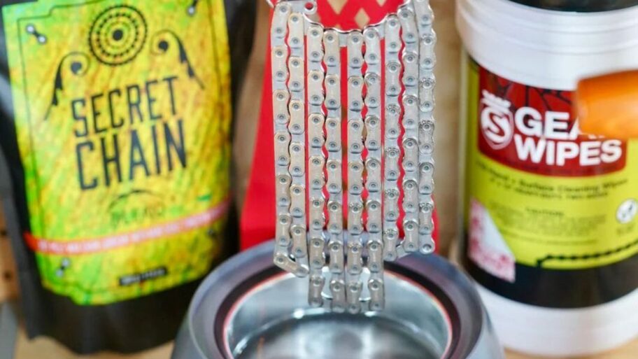 A home chain waxing set up including a wax bag, melter and hanging chain