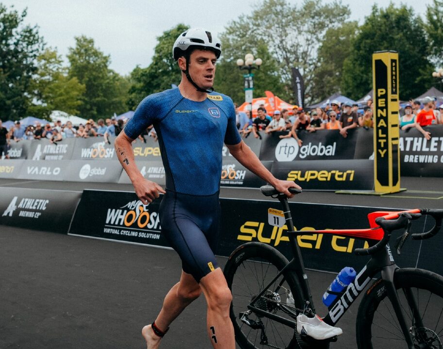 Jonny Brownlee with bike transition Supertri Toronto 2025
