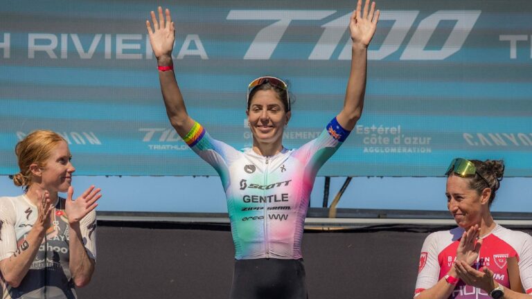 Ashleigh Gentle top step of podium after T100 French Riviera 2025