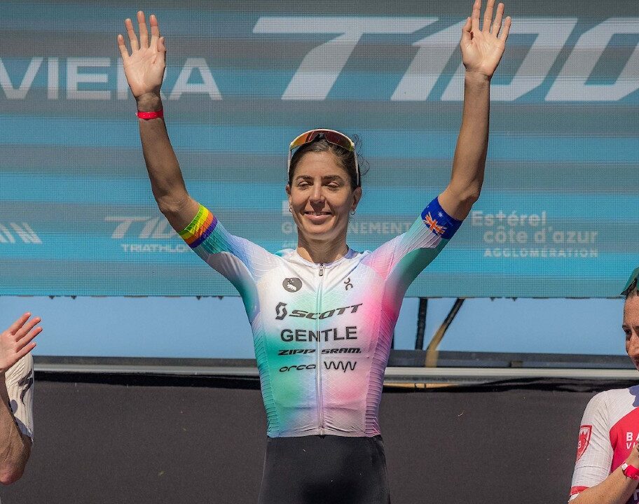 Ashleigh Gentle top step of podium after T100 French Riviera 2025