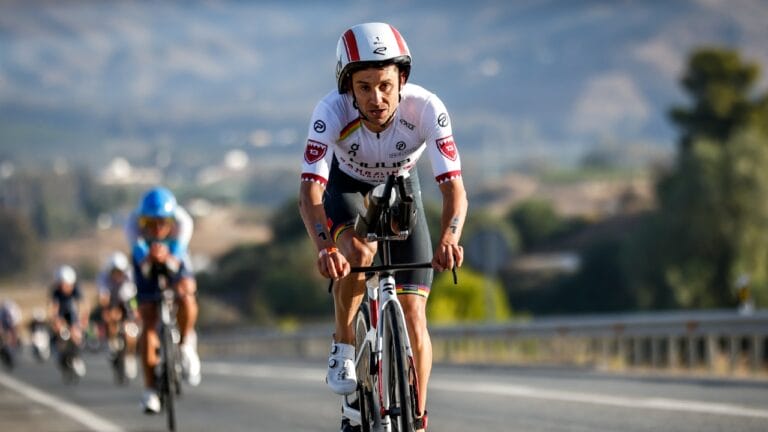 Jelle Geens bike without visor 70.3 World Championship 2025 Marbella