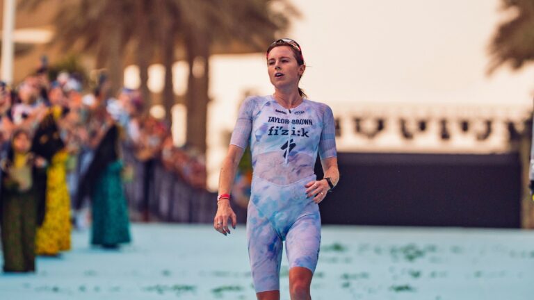 Georgia Taylor Brown Qatar T100 crosses finish line 2025